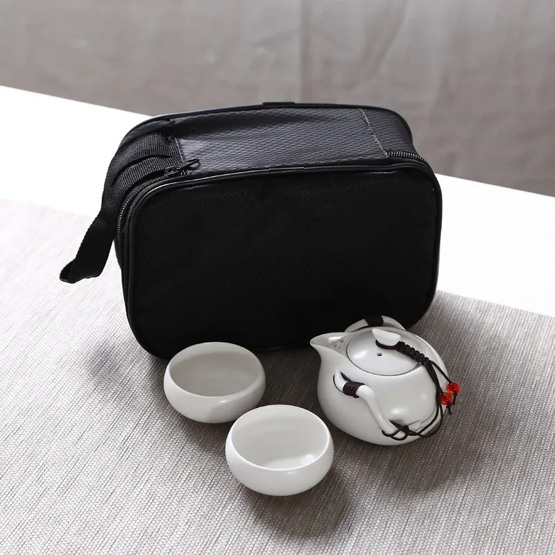 Pingouin portatif de thé de Kungfu Gongfu de cru chinois/japonais fait à la main, un pot, ensemble de thé de voyage de quatre tasses, théière, tasse de thé, théière, tasse de thé