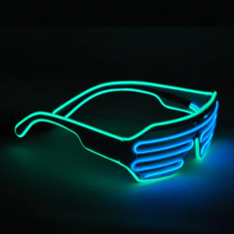 Güneş gözlükleri 2 renkli El Wire Neon LED Işık Partisi DJ Yukarı Parlak Deklanşör Şeklinde Gözlük Çılgın Güneş Gözlüğü1228a