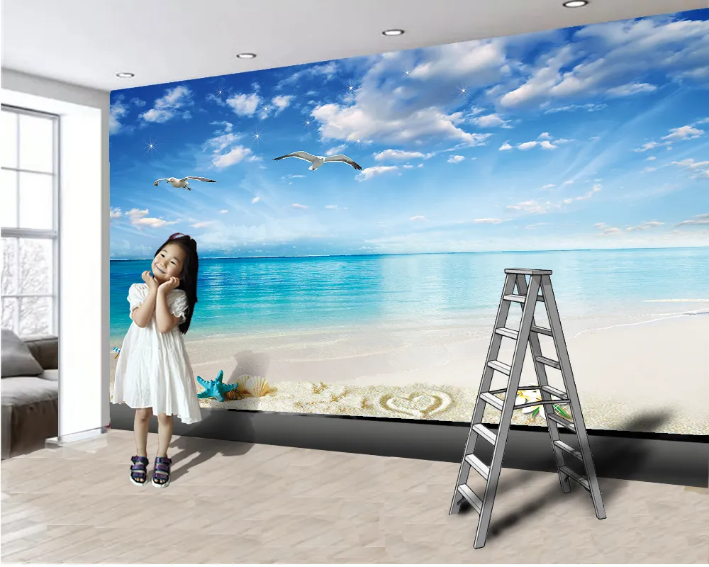 3D Modern Wallpaper Po 3D Wallpaper Väggmålning Vacker och romantisk havsutsikt vardagsrum sovrum väggtäckande hd tapeter208x