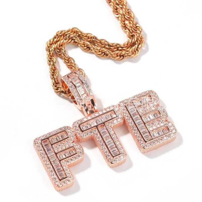 Nom personnalisé collier cadeau personnel Baguette lettres pendentif chaîne glacé Rock bonbons lettres pendentif collier bijoux cadeau 283K