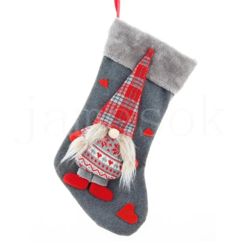 Faceless old man big Christmas sock forest Man Doll red Xmas socks Cartoon doll Xmas Tree Decorative Pendant kid candy gift bag da957