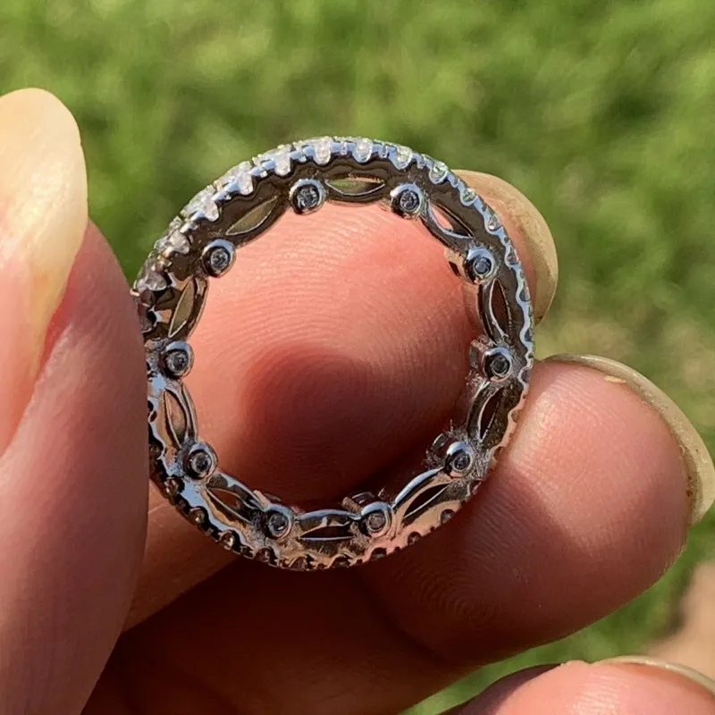 Vintage Fine Schmuck Paar Ringe 925 Sterling Silber Round Schnitt weiße Topaz CZ Diamond Gemstones Versprechen Frauen Hochzeit Brautring225h