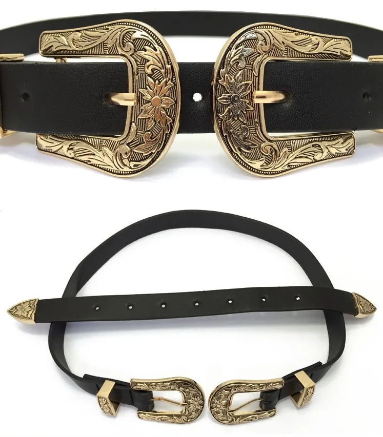 Nouvelle mode Vintage de design sculpté alliage en métal ceintures en cuir pour femmes