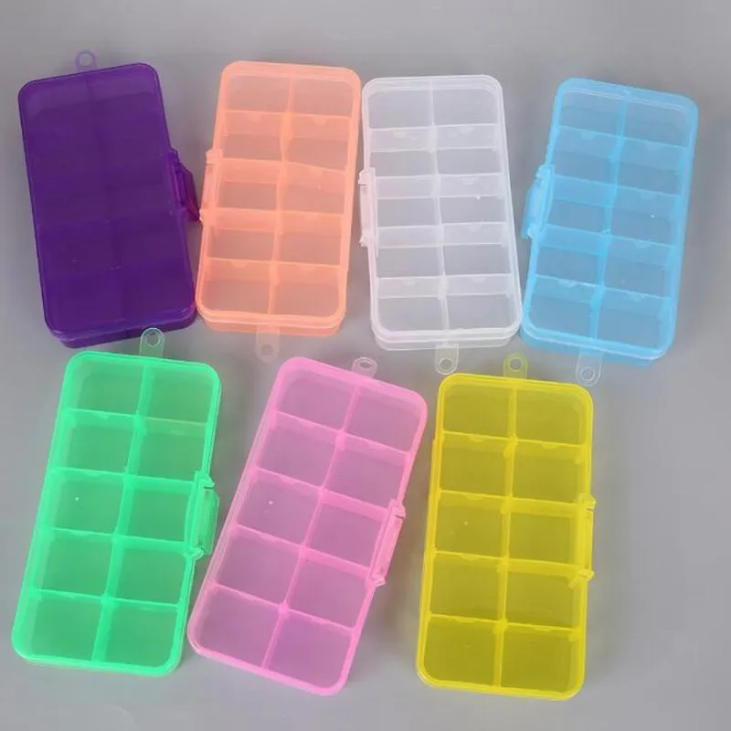 SAUVOO 10 15 Grids Adjustable Rectangle Transparent Plastic Storage Box For Small Jewelry Tool Component Boxes Organizer2750