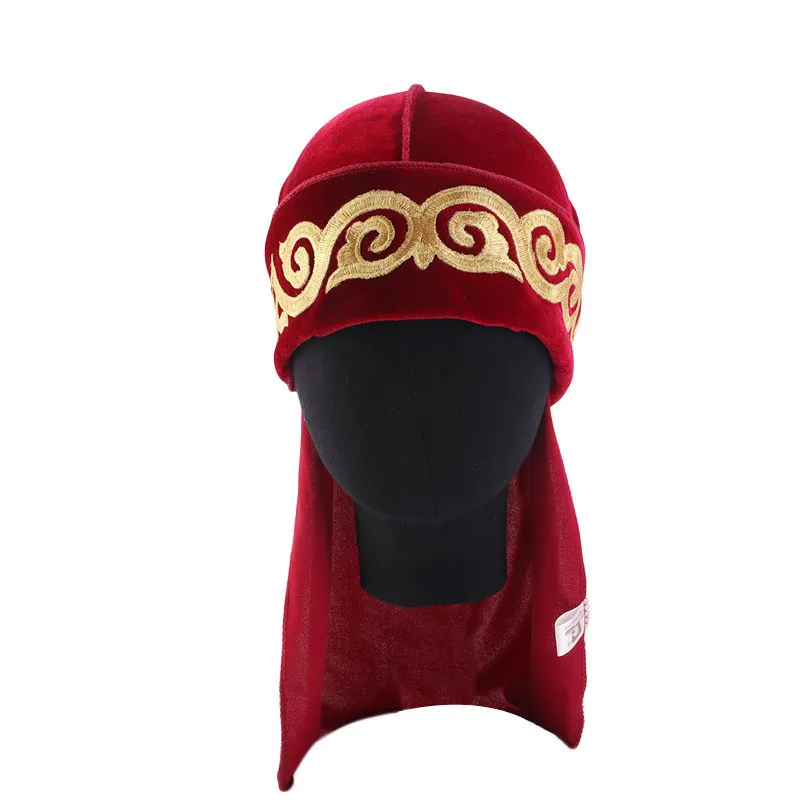 Hommes musulmans imprimer Bandana Turban chapeau perruques velours Durags Doo bandeau plaqué casquette motard chapeaux Pirate cheveux accessoires 1271x