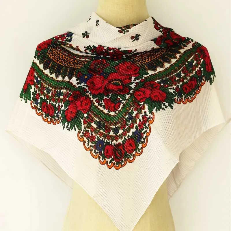 Роскошный Besigner, новый модный стиль, женский акриловый маленький шарф с русским этническим узором, носовой платок, шарф 80CMX80CM, хиджаб шаль2178