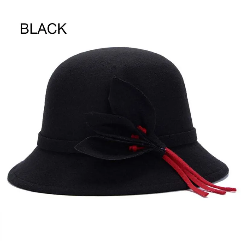 Chapéu fedora feminino chapéus de feltro vintage borla senhoras lã fedora chapéu balde chapéus 6 cores sombrero mujer 2020303w