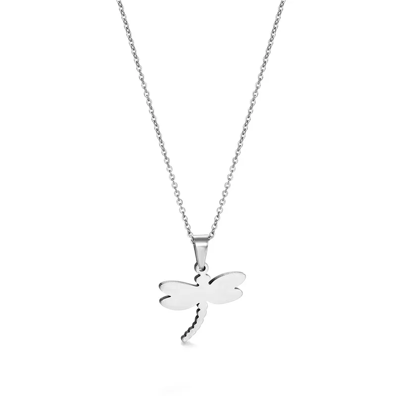 Colares de pingente colar titânio aço libélula inoxidável menina suéter corrente hipoalergênica europeia americana jóias1245c
