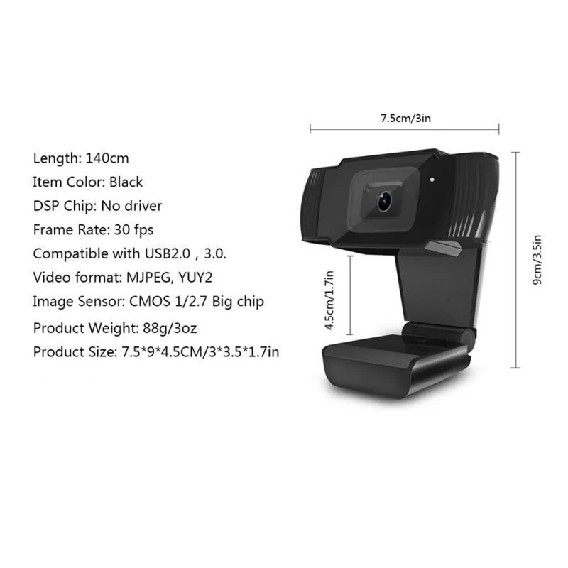 Cámara web HD de 480p/1080P, USB 2,0, cámara para PC, grabación de vídeo, cámara Web con micrófono para ordenador, ordenador portátil, escritorio, YouTube