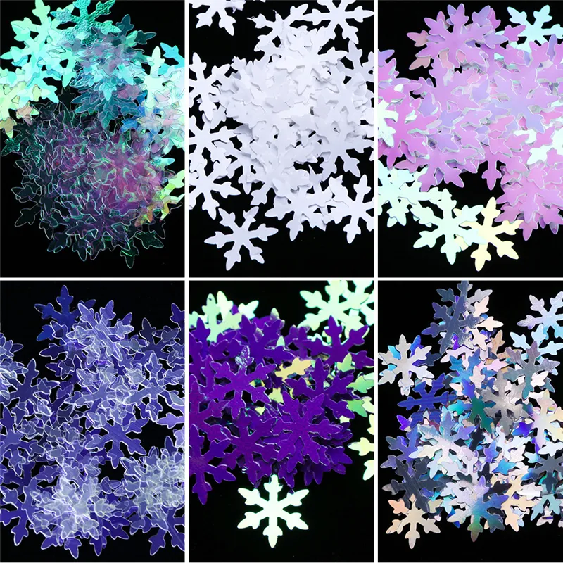 Jul Snowflake Nail Glitter paljetter Nagelkonst klistermärken 12 rutnät Flakes Snow Diy Manicure Tool Xmas Nail Art Decorations Set