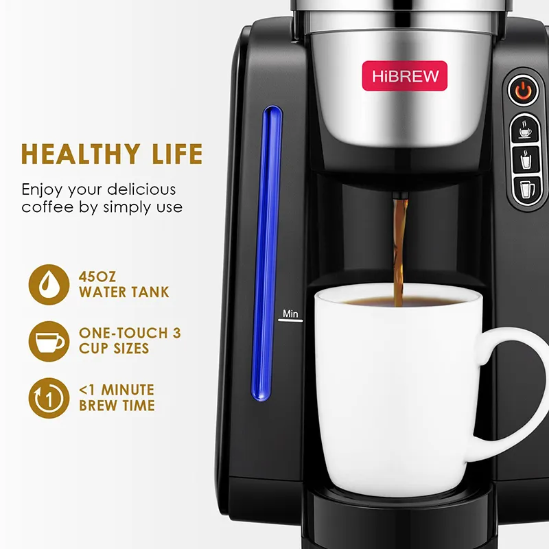 Hibrew Filter Coffee Machine K-Cup Brewer, KCUP Одноугольник Coffee Maker Capsule Machine Автоматический порошок