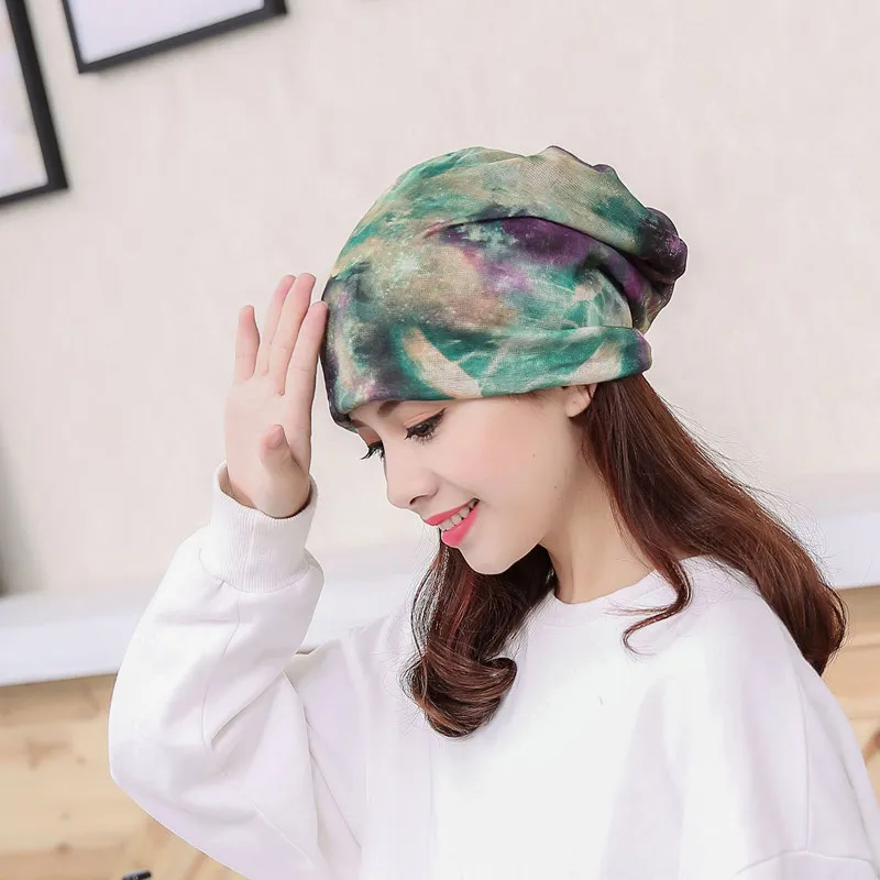 Women Floral Cancer Chemo Hat Beanie Scarf Turban Head Wrap Cap Cotton Casual Fitted Knitted Hat For Women High Quality1250L