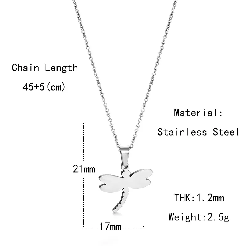Colares de pingente colar titânio aço libélula inoxidável menina suéter corrente hipoalergênica europeia americana jóias1245c