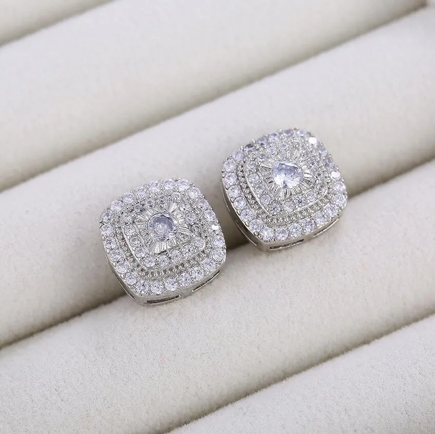 Choucong superbe bijoux de luxe boucle d'oreille carrée en argent sterling 925 pavé de saphir blanc CZ diamant pierres précieuses fête femmes Stud Earr258v