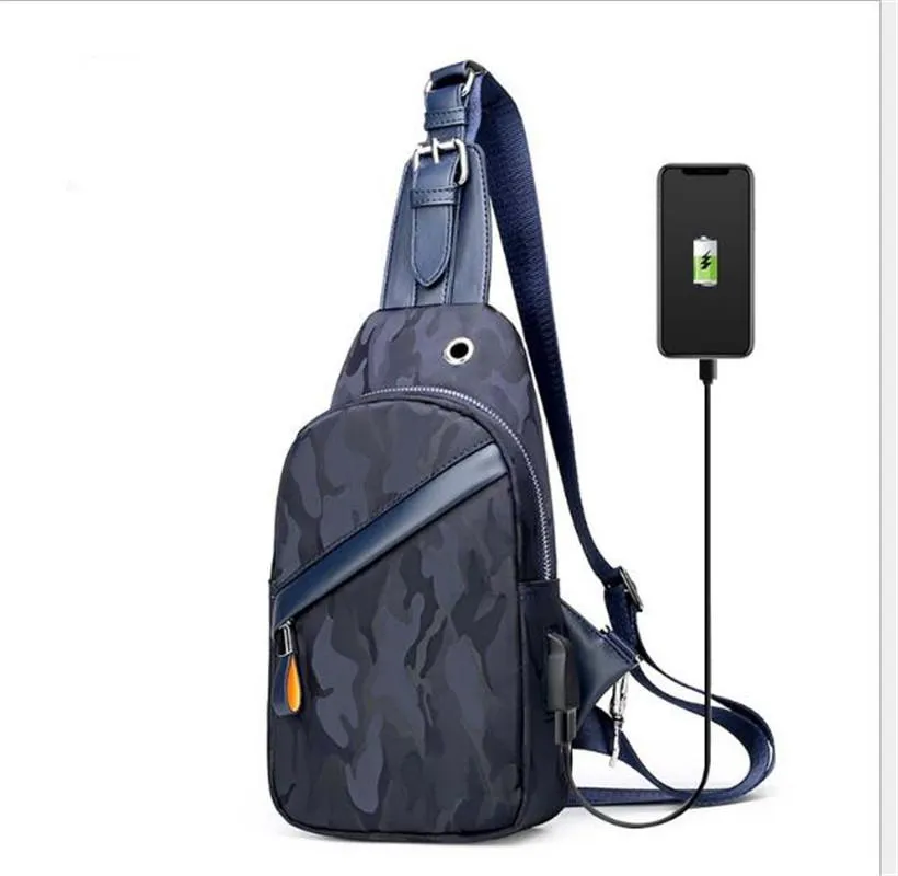 Heren Waterdichte USB Oxford Crossbody Tas Anti-diefstal Schouder Sling Bag Multifunctionele Korte Reizen Messenger Borst Pakken Voor M3029