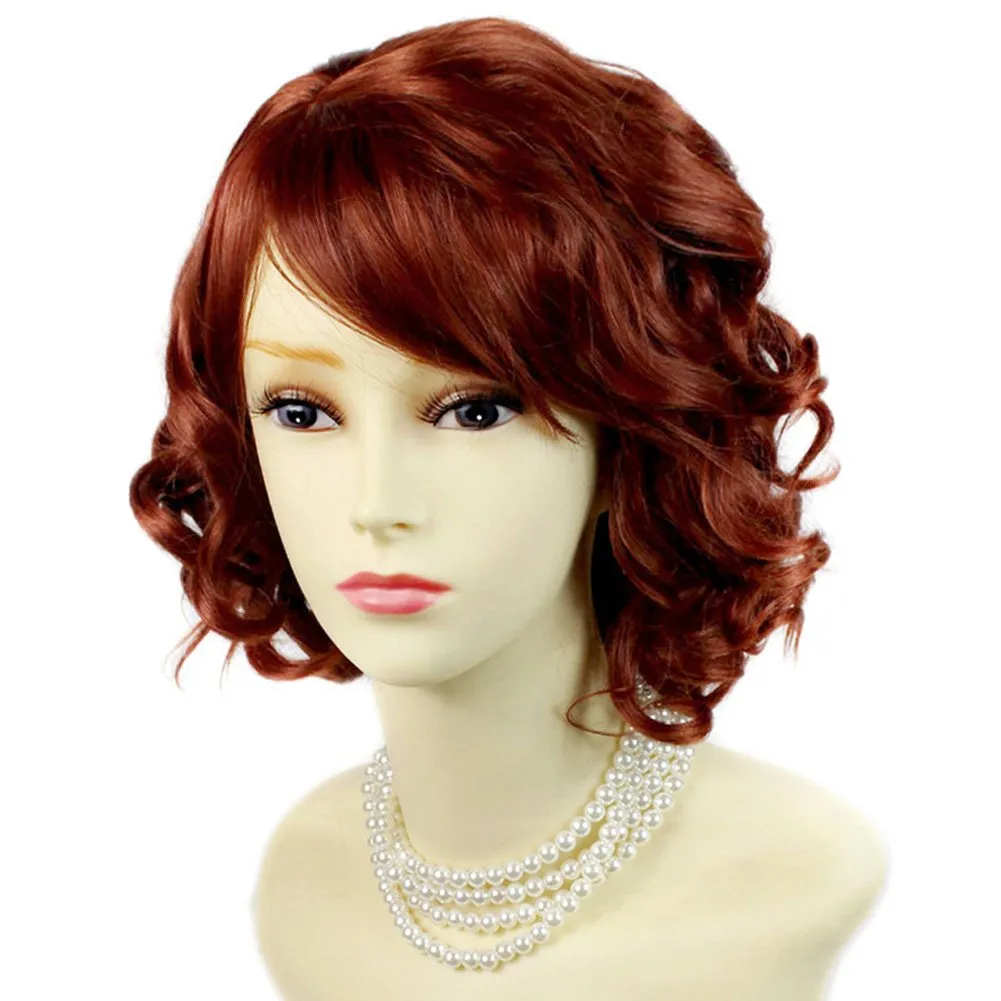 Ny härlig kort peruk Curly Fox Red Summer Style Skin Top Ladies Wigs UK av Wiwigs8806504