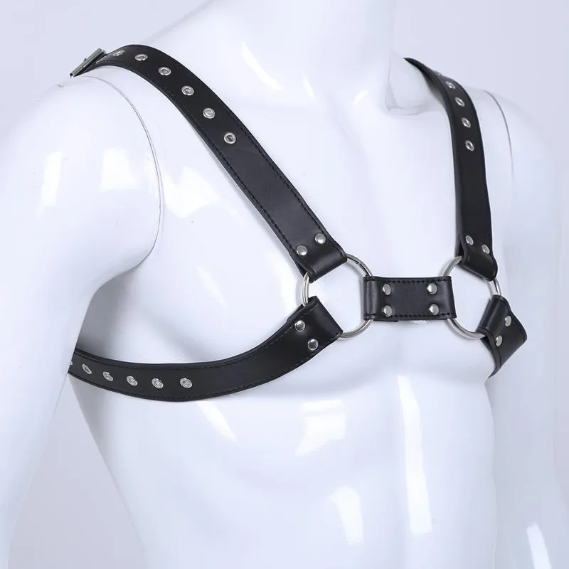 Ремни IEFiEL, сексуальное мужское нижнее белье из искусственной кожи, регулируемый нагрудный ремень для бондажа, костюм с пряжками для мужской одежды Acc302i