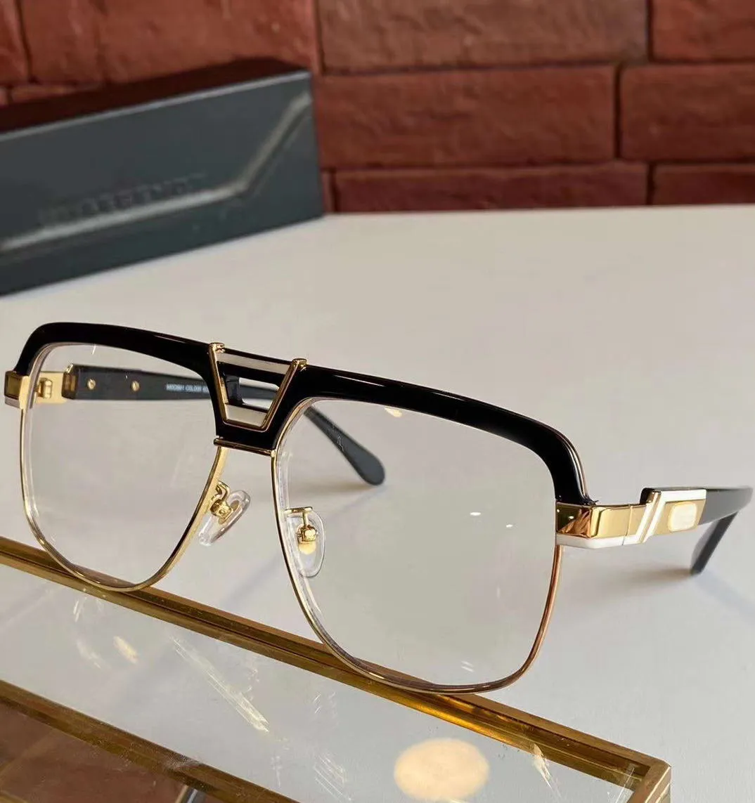 991 Schwarzgold Vintage quadratische Brillengestelle für Herren Schwarzgold Vollrand-Sonnenbrille mit optischem Rahmen Neu mit Box330f