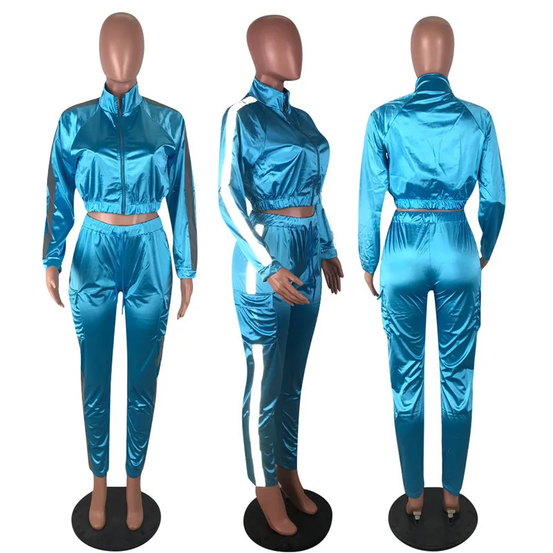 Womens jacket legging outfits set tracksuit outerwear tights sport suit long sleeve cardigan pants hot k2790 Y0506