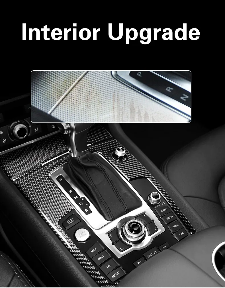 Audi Q7 Modifica interna Adesivi in fibra di carbonio Adesivi protettivi pannello del cambio auto Accessori decorativi finiture