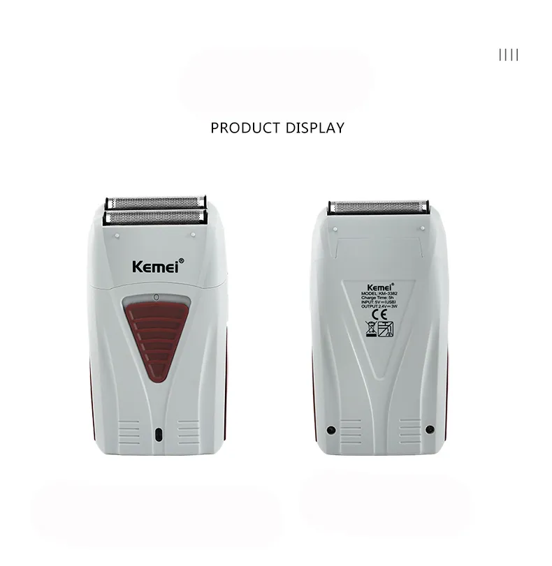 Kemei 3382 Barber Finish Shaver Electric pour hommes USB sans fil rasoir rechargeable de barbe alternative de rasage en papier d'aluminium 6782439