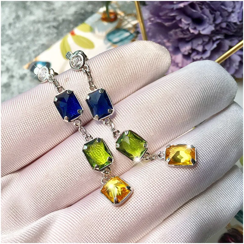 Boucles d'oreilles pendantes en perles faites à la main pour femmes, multicolores, longues, bohème, bijoux de fête, à la mode, accessoires de déclaration, Jewelry271K