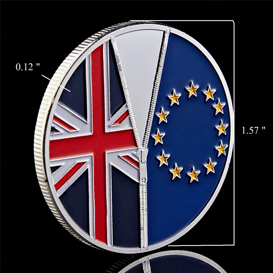 Distintivo internazionale souvenir 2016 UK Brexit Voto Indipendenza Monete commemorative placcate argento7708539