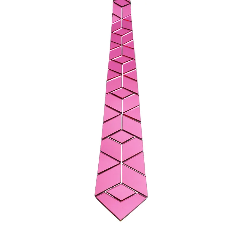 Stropdassen Acryl Spiegel Mannen Glanzende Stropdas Mode-sieraden Roze Magere Diamant Plaid Geometrische Slanke Bling Bling12577