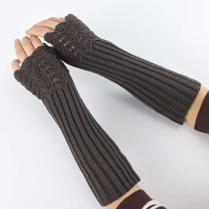 Five Fingers Gloves Fashion Women Men Solid Color Arm Warmer Long Fingerless Knitting Mittens Autumn Winter Spring Warm12861