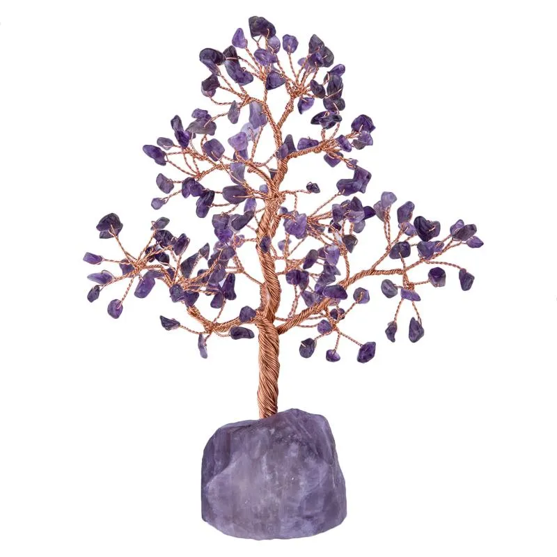 Jewelry Pouches TUMBEELLUWA Natural Crystal Money Tree with Gemstone Base Figurine Ornaments for FengShui Wealth Lucky Home Decor 224S