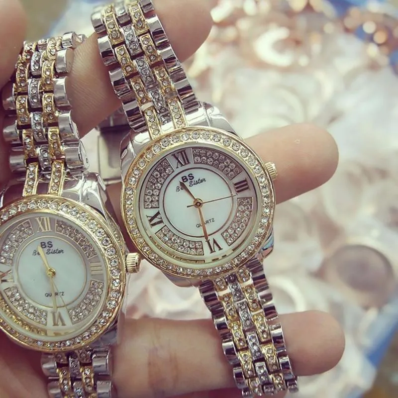 Eleganti orologi Trendcy Colore argento dorato Colore oro rosa INS Diamanti pieni Orologi da donna Orologi lucidi ed eleganti GIFT2799
