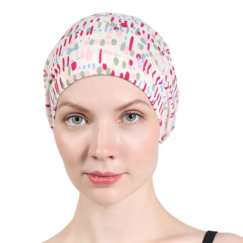 Bonnet de nuit doublé en Satin pour femmes, couleur unie, imprimé Floral, perte de cheveux, chimio, bandeau élastique, large bande, bonnet ample, Hat253s