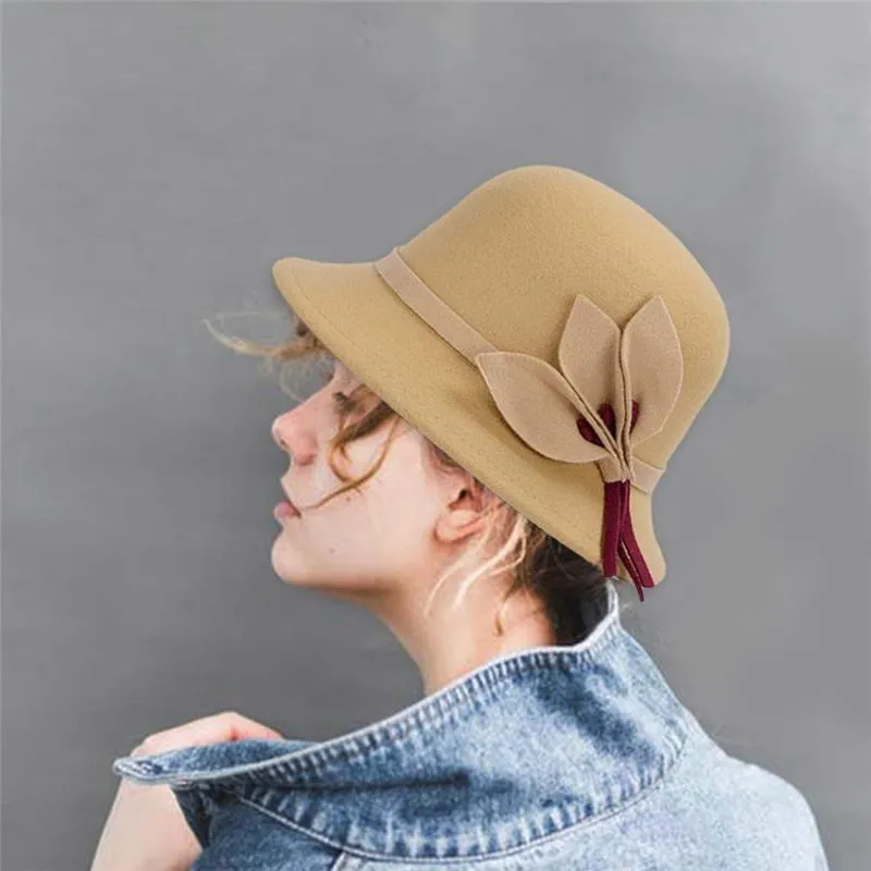 Fedora chapeau femmes feutre chapeaux Vintage gland dames laine Fedora chapeau seau chapeaux 6 couleurs Sombrero Mujer 2020292K