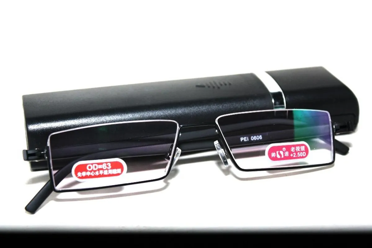 Zonnebrillen met halve rand Moderne zakenman Heren Antireflecterende coating Niet-sferische leesbril 1 0 1 5 2 0 2 5 3 0 291y