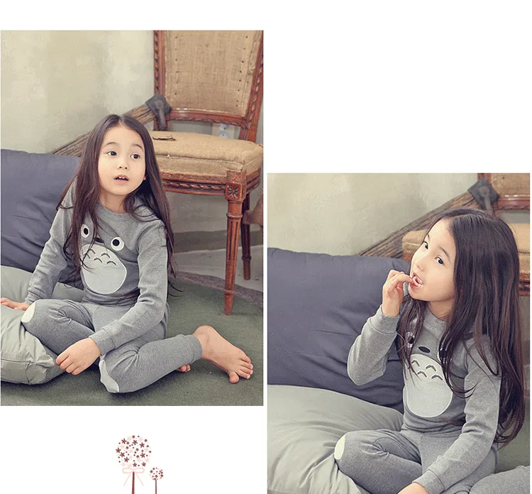 Sonbahar Çocuk Kıyafetleri Çocuk Giyim Seti Erkekler ve Kız Pijamalar Setler Totoro Nightwear Pamuk Pijama4686844