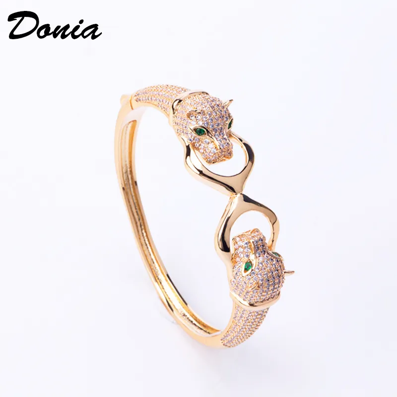 Bangle Donia Jewelry Personality Domineering Double-headed Leopard Bracelet Micro-inlaid Zircon Animal Jewelry1234H