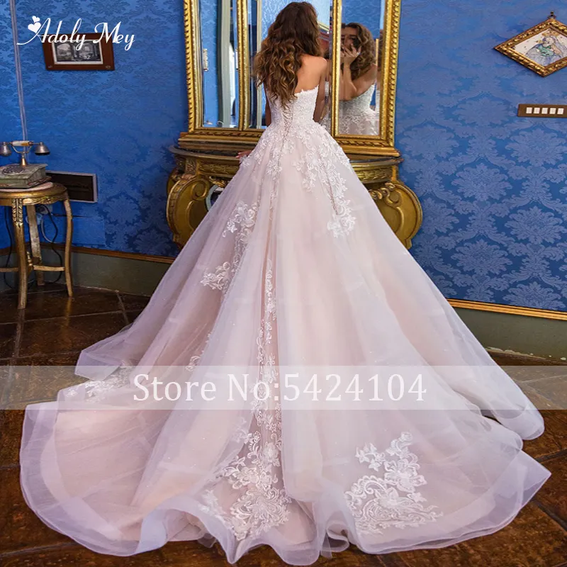 Adoly Mey New Arrival Sexy Strapless Lace Up A-Line Wedding Dresses 2020 Luxury Appliques Beaded Princess Bridal Gown Plus Size