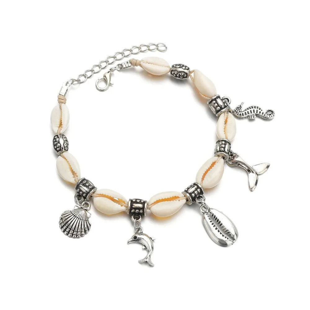 Rétro dauphin queue de poisson coquille chaîne de cheville plage d'été Fashion Shell pied chaîne bracelet pour femmes bijoux de mode volonté et cadeau de sable