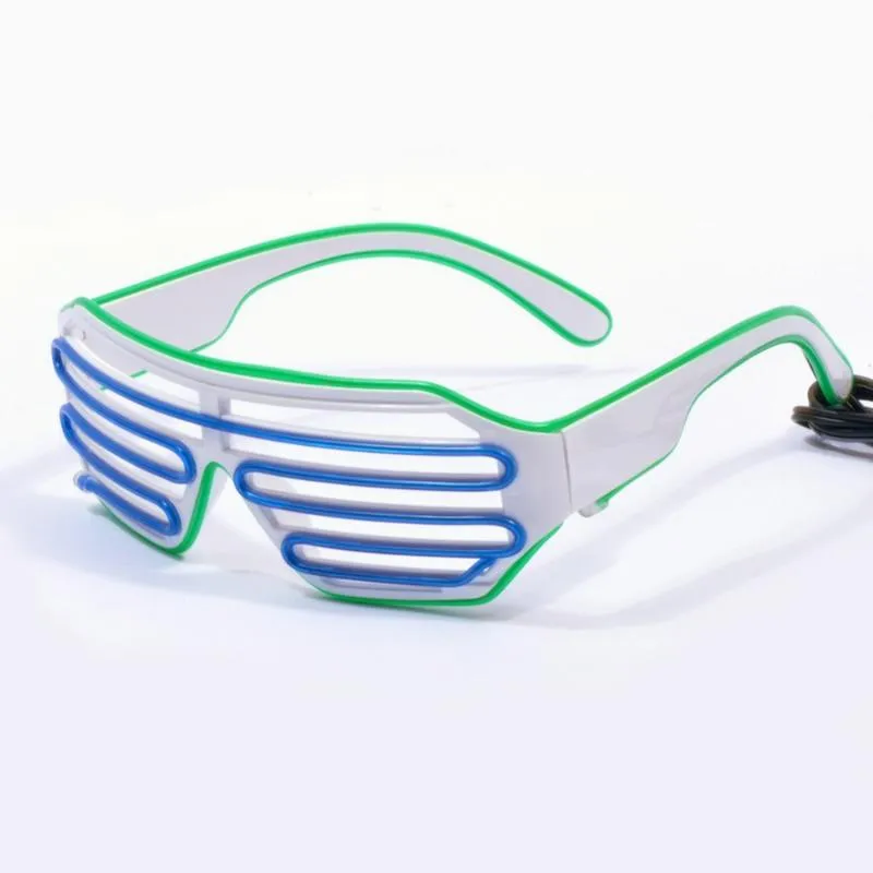 Okulary przeciwsłoneczne Emazing Lights 2-Color El Wire Neon LED LED Party DJ Up jasne okulary w kształcie migawki Rave Sunglasses1228a