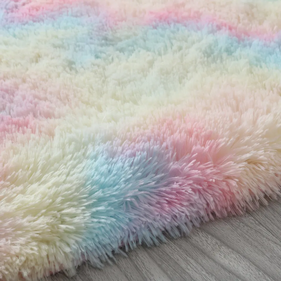 Kolorowe Dywaniki Do Sypialni Podłoga Rainbow Fluffy Carpet Dywan Dzieci Dziewczyny Salon Rug Śliczne Obszar Pluszowy Shaggy Nordic Nowoczesny wystrój domu 200925
