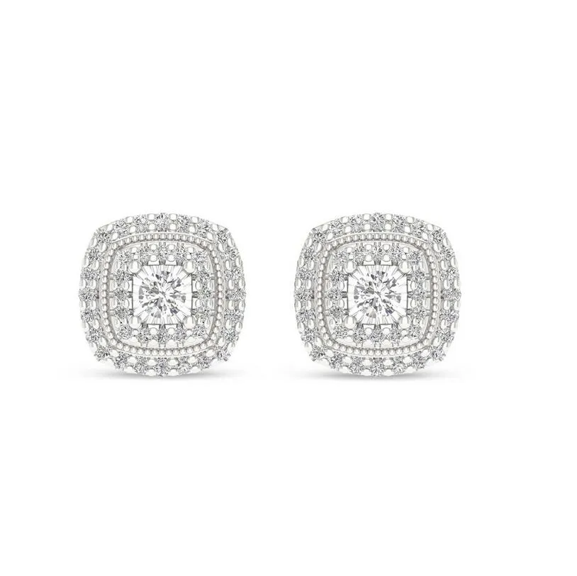 Choucong Fantastisk lyxsmycken Square Earring 925 Sterling Silver Pave White Sapphire Cz Diamond Gemstones Party Women Stud Earr258V