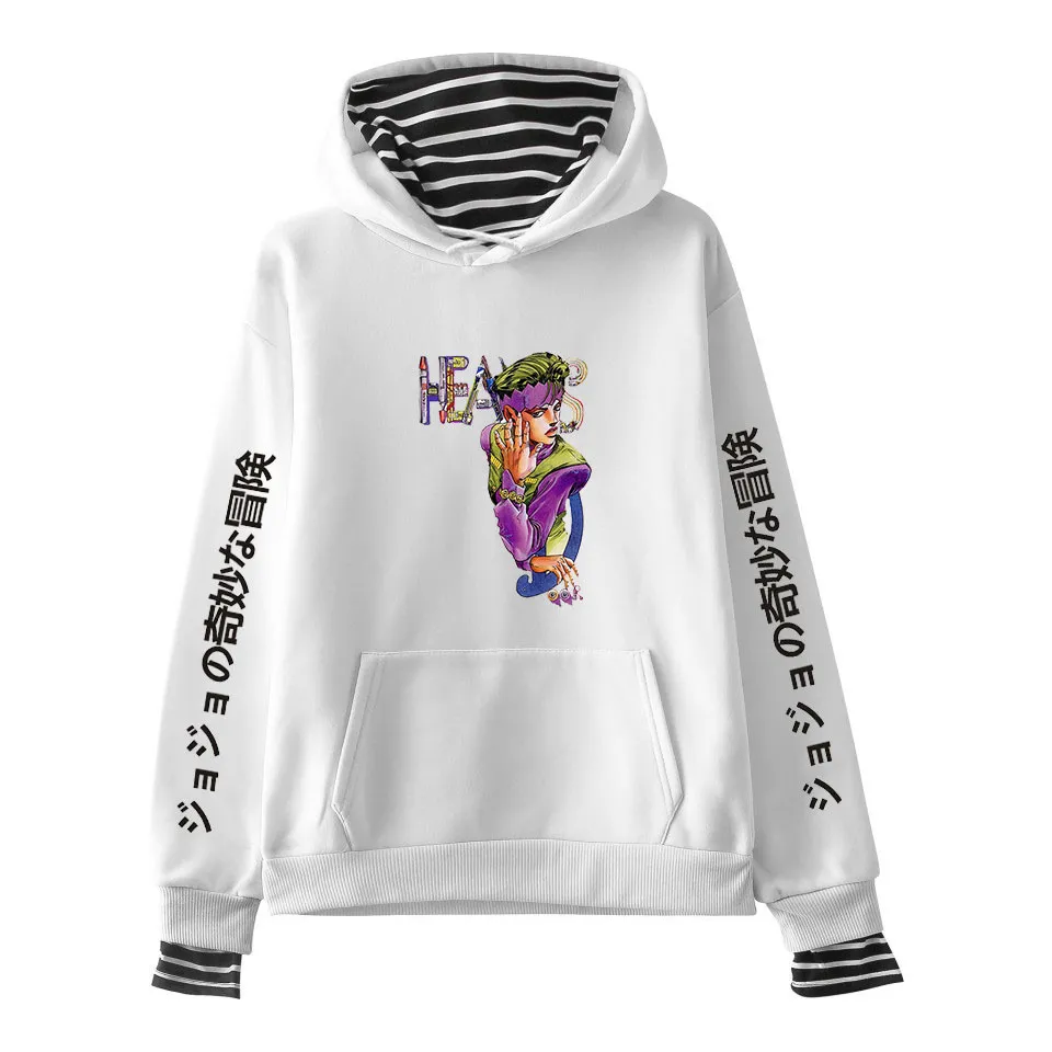 JOJO Bizarre Adventure Hoodies Women Men Fake Two Piece Hooded Sweatshirt Harajuku Streetwear Hip Hop Pullover Clothes Sudadera Y0319