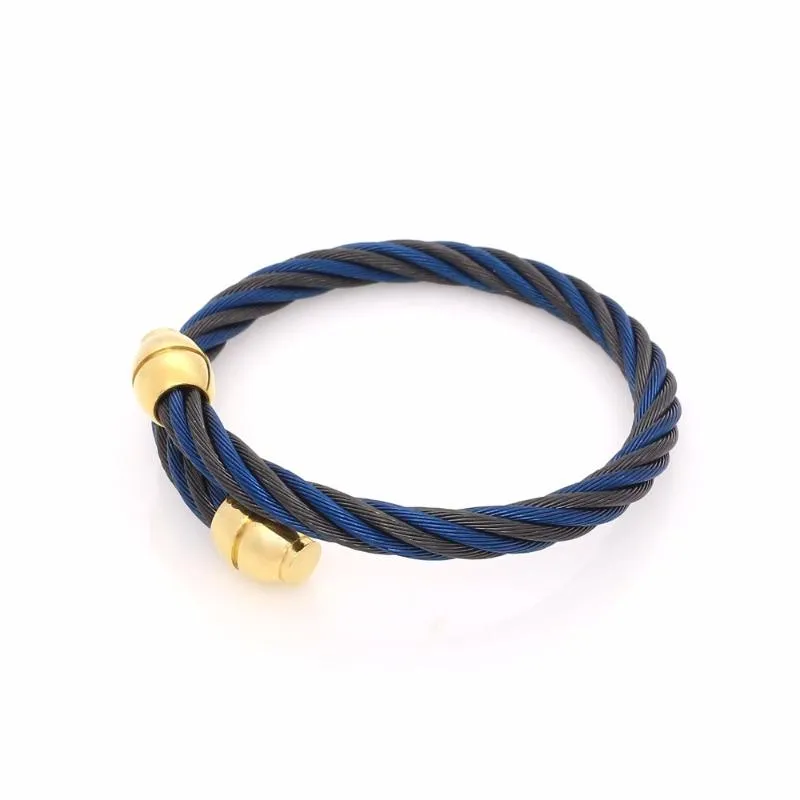 JSBAO Mannen Vrouwen Mode-sieraden Goud Zwart Blauw kleur Roestvrij Staaldraad Wilde Kabel Bangle Voor Vrouwen Gift250g