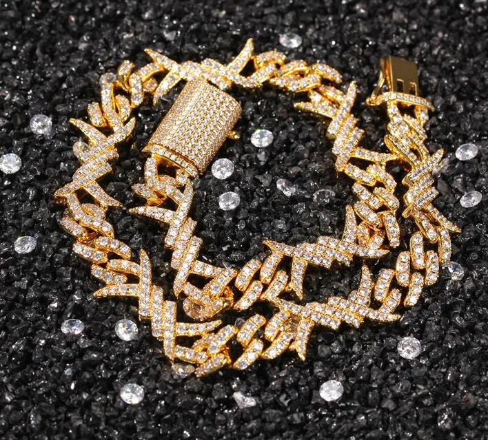 Nouveau style épines diamant collier hip-hop chaîne de fil collier diamante chaînes haute qualité mode rock et rap collier bijoux272s