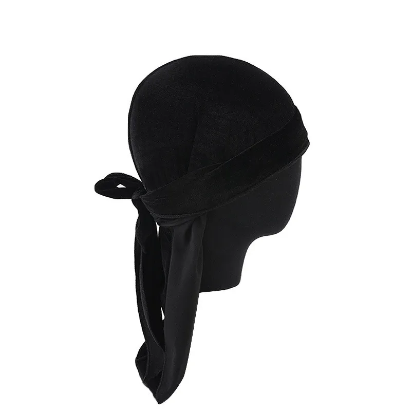 Beanie Skull Caps Unisex Breathable Bandana Turban Hat Velvet Wigs Long Tail Durags Men's Headwrap Chemo Cap Biker Headwear P2487