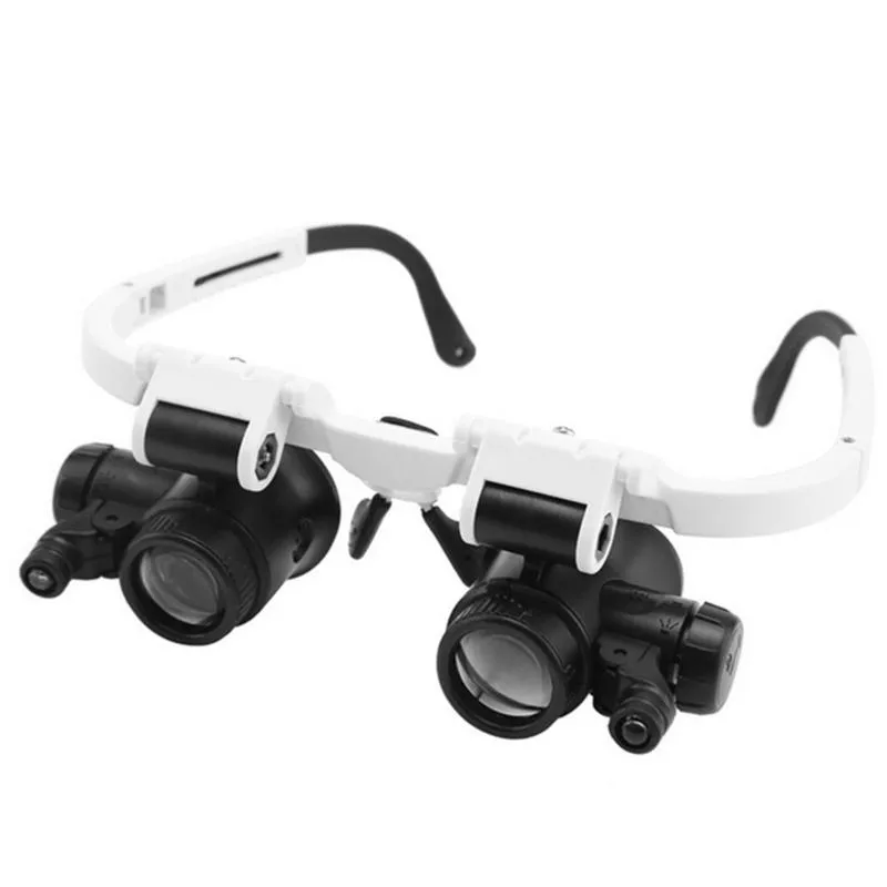 Neue Brillen Lupe Lupe Uhr Reparatur Dual Auge Schmuck Lupe Objektiv mit LED Beleuchtung uhr reparatur werkzeuge #38274d