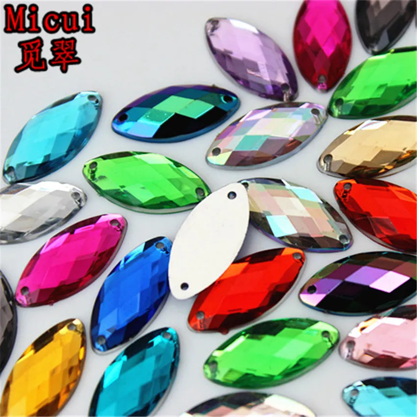 Micui 9 18mm Sewing Crystals Flatback Rhinestones Sew On Acrylic Stone Horse Eye Strass Crystal for Clothes Jewelry ZZ602255N