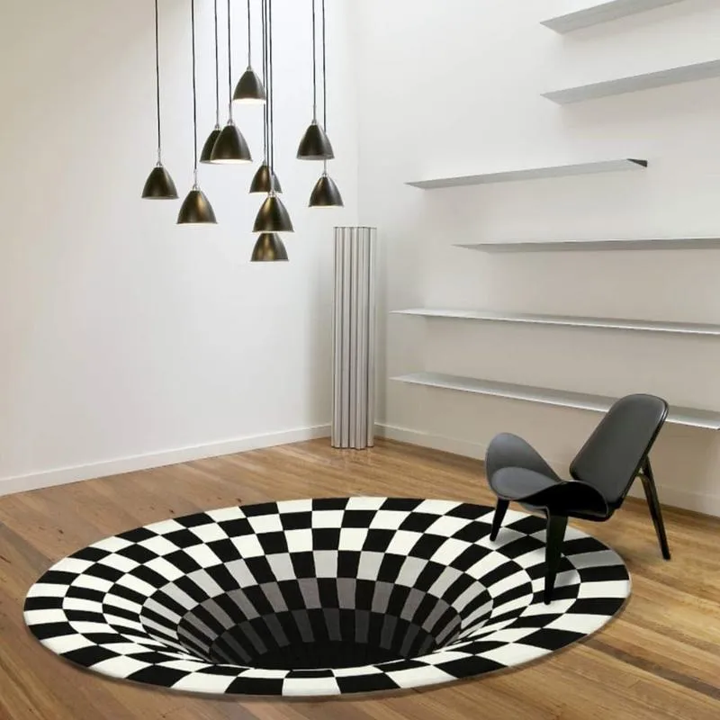 3D Vortex Illusion Rug Swirl Print光学室の装飾幻想エリアラグカーペットフロアパッドHome265y用の滑り止めドアマットマット