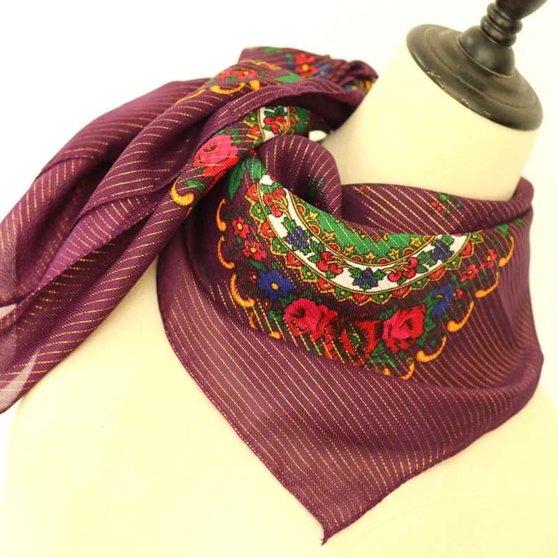 Luxury Besigner Nowy styl mody Rosyjski wzór etniczny kobiety akryl mały szalik chusteczka szalik 80cmx80cm hijab szalk235v