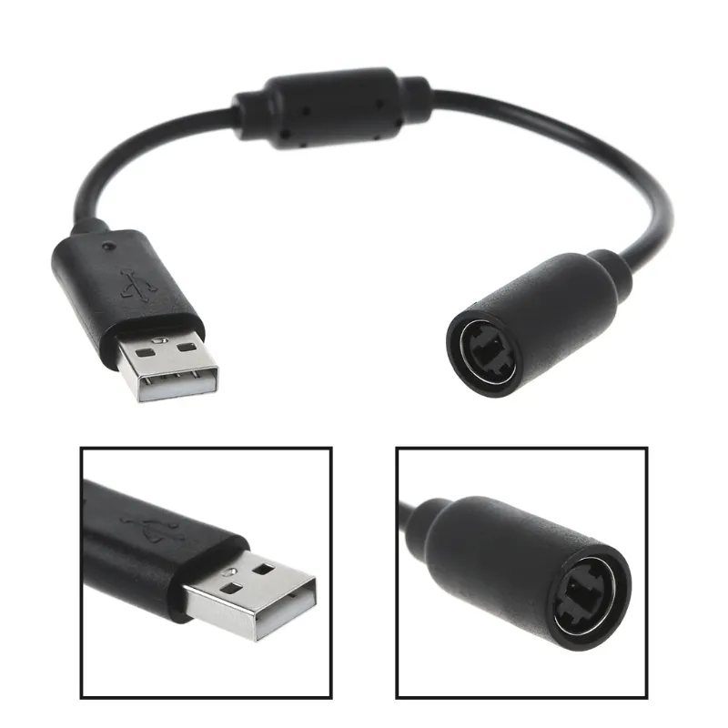 استبدال سلك كبلات USB Black USB لـ Xbox 360 سلكية Controller Extension Cables Wire241L